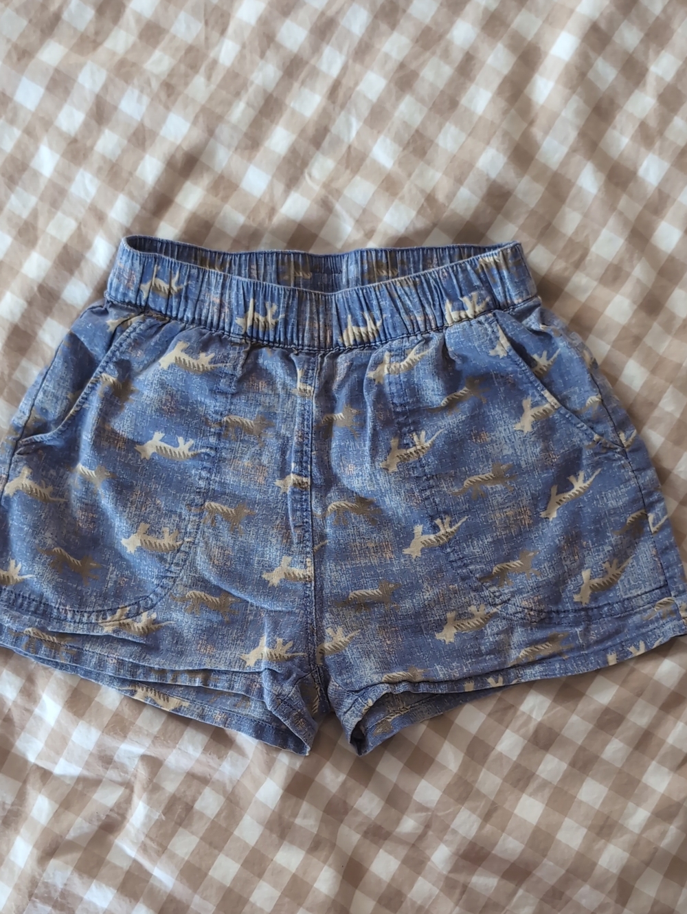Patagonia Linen Blend Blue Shorts with Animal Print 4T